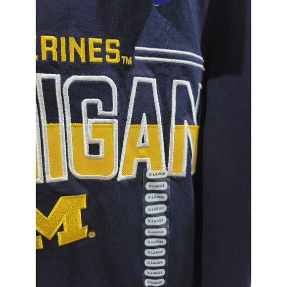 NWT Michigan Wolverines XL T-shirt Navy Blue Yellow Embroidered Design New - Picture 7 of 11
